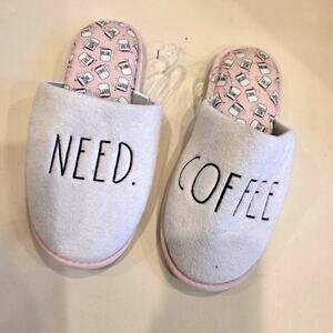 Rae Dunn "Need Coffee" slippers sz XL